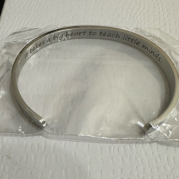 Brand new. Silver “it Takes a Big Heart to Teach Little Minds” cuff bracelet - Picture 1 of 1